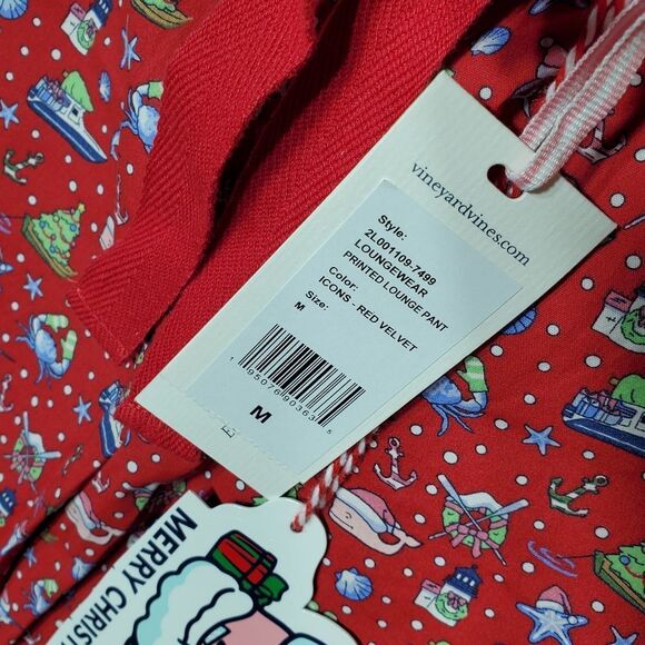 NEW M CHRISTMAS VINEYARD VINES RED WHALE SAILBOAT LOUNGE PAJAMA PANT MEDIUM NWT - Picture 5 of 7